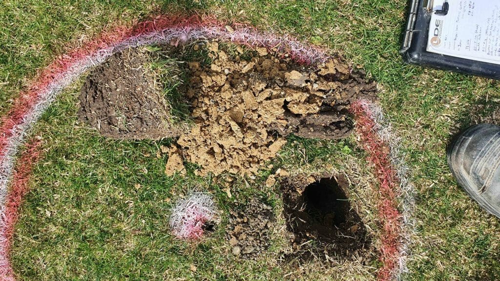 A close-up of a hole in the ground