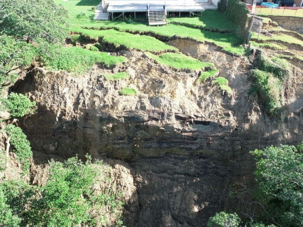 view of cliff and landslide